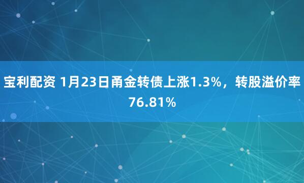 宝利配资 1月23日甬金转债上涨1.3%，转股溢价率76.81%