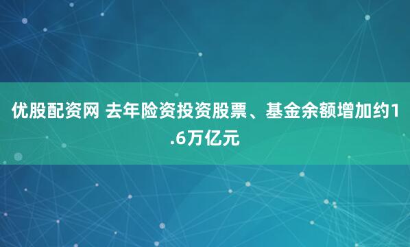 优股配资网 去年险资投资股票、基金余额增加约1.6万亿元